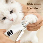 Dog Nail Scissors - Cat Nail Clippers - Professional Nail Clippers - LED Lighting - Rechargeable - Digital Display - Pet Care - Nail Cutting - Collection Tray - Paw Care - Safe & Sharp - Stainless Steel - Nail Care - White - 1 Piece