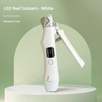 Dog Nail Scissors - Cat Nail Clippers - Professional Nail Clippers - LED Lighting - Rechargeable - Digital Display - Pet Care - Nail Cutting - Collection Tray - Paw Care - Safe & Sharp - Stainless Steel - Nail Care - White - 1 Piece