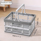 Folding Crate - Folding Crate - Shopping Basket - Storage Basket - Collapsible Basket - Shopping Crate - Storage Box - Plastic Crate - Camping - Car Organizer - Foldable - Stackable - With Handles - Trunk - Gray White - 1 Piece