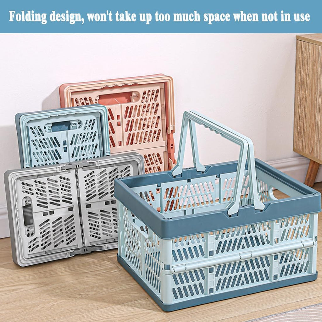 Folding Crate - Folding Crate - Shopping Basket - Storage Basket - Collapsible Basket - Shopping Crate - Storage Box - Plastic Crate - Camping - Car Organizer - Foldable - Stackable - With Handles - Trunk - Gray White - 1 Piece