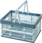 Folding Crate - Folding Crate - Shopping Basket - Storage Basket - Collapsible Basket - Shopping Crate - Storage Box - Plastic Crate - Camping - Car Organizer - Foldable - Stackable - With Handles - Trunk - Blue Gray - 1 Piece