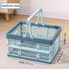Folding Crate - Folding Crate - Shopping Basket - Storage Basket - Collapsible Basket - Shopping Crate - Storage Box - Plastic Crate - Camping - Car Organizer - Foldable - Stackable - With Handles - Trunk - Blue Gray - 1 Piece