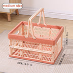 Folding Crate - Folding Crate - Shopping Basket - Storage Basket - Collapsible Basket - Shopping Crate - Storage Box - Plastic Crate - Camping - Car Organizer - Foldable - Stackable - With Handles - Trunk - Pink - 1 Piece
