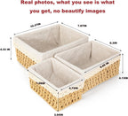 Storage Basket - Basket Set - Wicker Basket - Woven Basket - Cabinet Basket - Bathroom Basket - Storage Box - Drawer Organizer - Living Room - Bedroom - Bathroom Accessories - With Fabric Lining - Floral Print - Country Style - 3 Sizes - Natural - 3 Piece