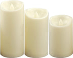 LED Candles - Pillar Candles - Indoor Mood Lighting - Flameless Candles - Electric Candles - Home Accessories - Table Decoration - Candle Set - Christmas Lights - LED Lights - Living Room Decoration - White - 3 Pieces