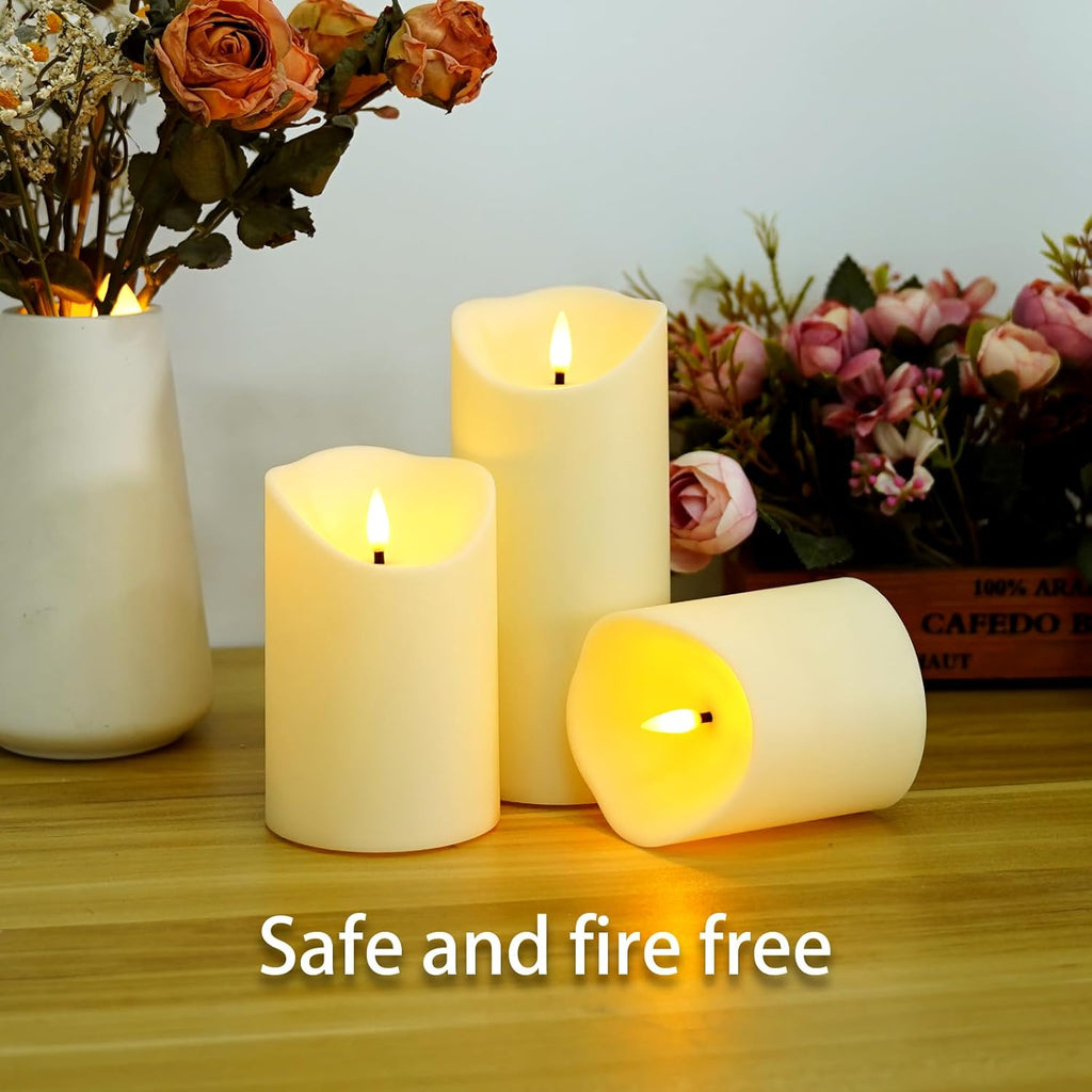 LED Candles - Pillar Candles - Indoor Mood Lighting - Flameless Candles - Candle Set - Electric Candles - Home Accessories - Table Decoration - Christmas Lights - LED Lights - Living Room Decoration - White - 5 Pieces