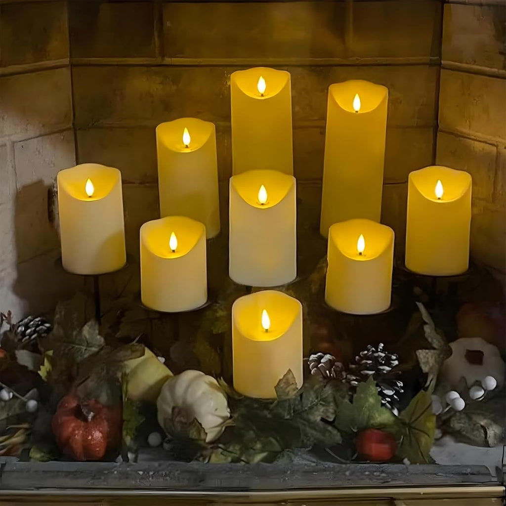 LED Candles - Pillar Candles - Indoor Mood Lighting - Flameless Candles - Candle Set - Electric Candles - Home Accessories - Table Decoration - Christmas Lights - LED Lights - Living Room Decoration - White - 5 Pieces