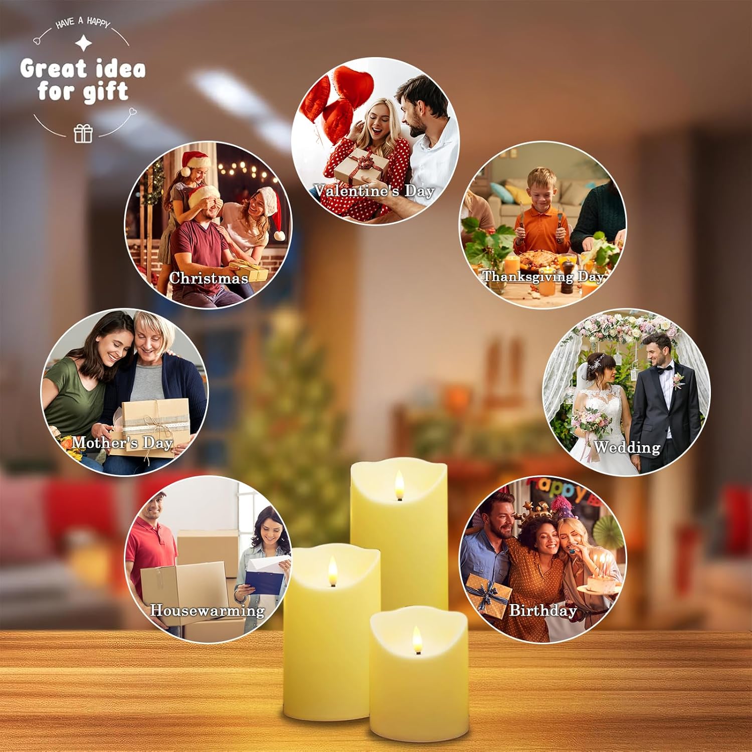 LED Candles - Pillar Candles - Indoor Mood Lighting - Flameless Candles - Candle Set - Electric Candles - Home Accessories - Table Decoration - Christmas Lights - LED Lights - Living Room Decoration - White - 5 Pieces