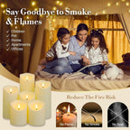 LED Candles - Pillar Candles - Indoor Mood Lighting - Flameless Candles - Candle Set - Electric Candles - Home Accessories - Table Decoration - Christmas Lights - LED Lights - Living Room Decoration - White - 5 Pieces