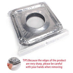 Gas stove protectors - Gas burner protectors - Aluminum foil gas stove - Gas stove foil - Kitchen accessories - Protective film - Extra thick - Universal - Cut to size - Square - Silver - 50 pieces