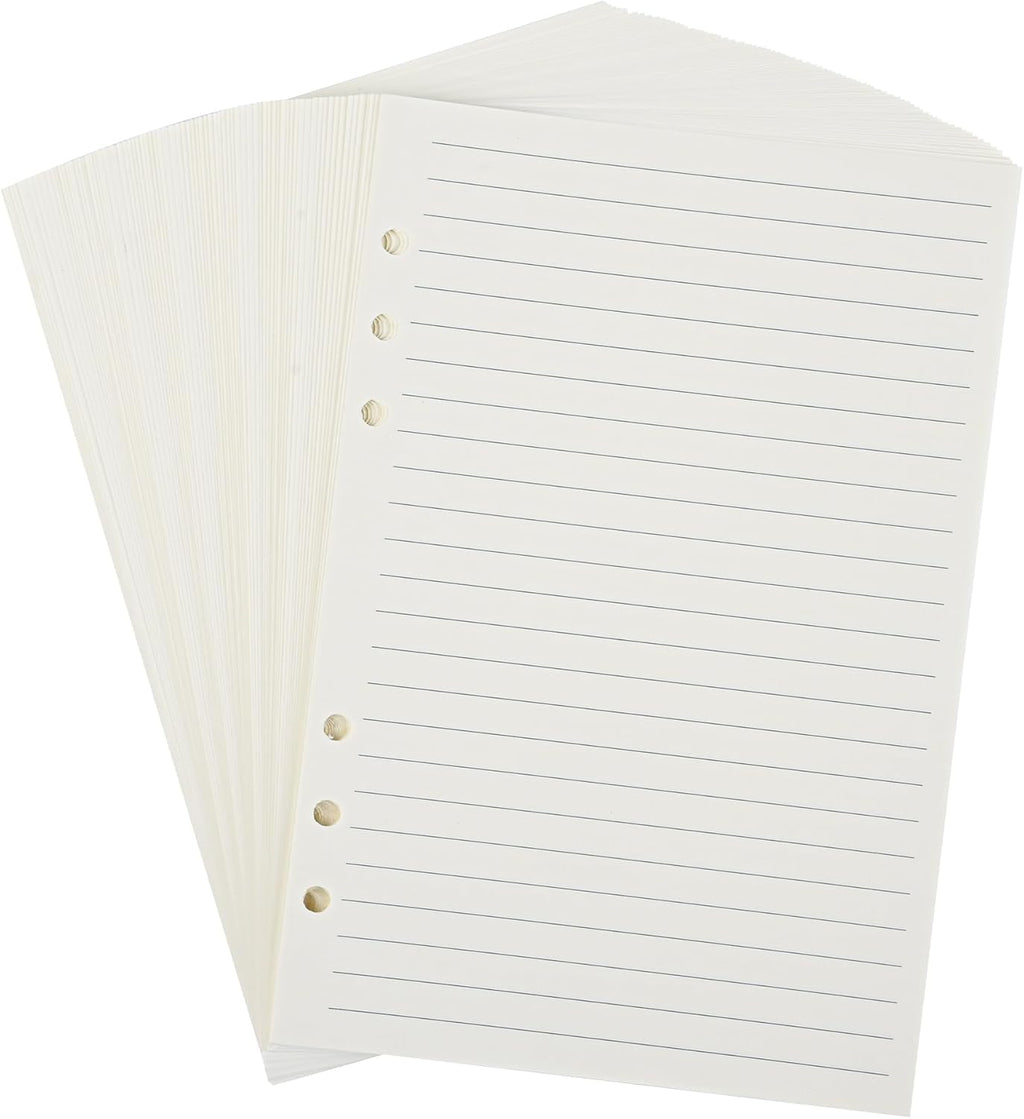 Notebook Refill A5 - Ring Binder Paper 6 Holes - Agenda Refill - Bullet Journal Paper - Refillable Notepad - Writing Paper - Planner Inserts - Office Supplies - School Supplies - Study Notes -Lined Paper - White - [??] Pieces