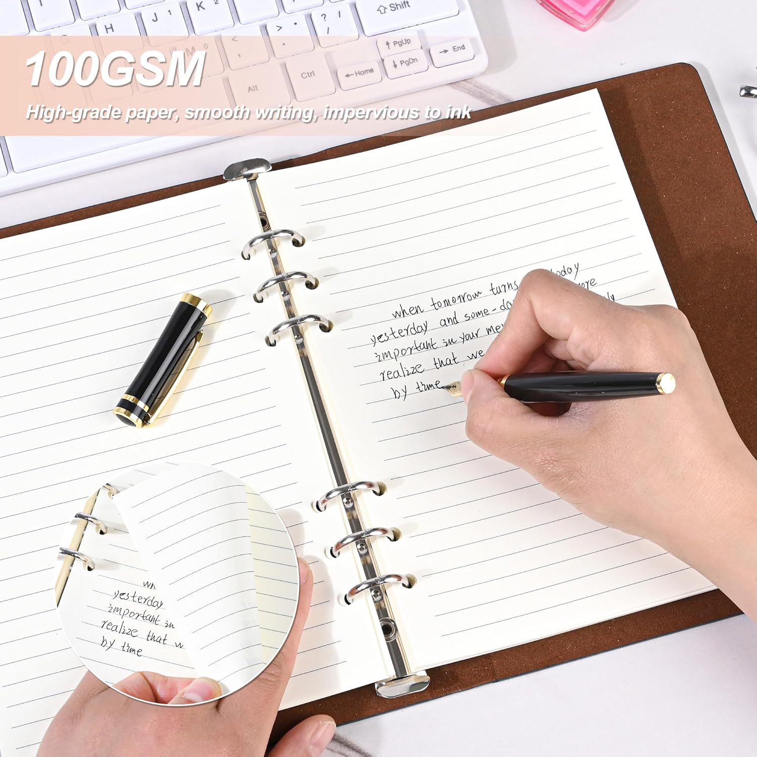 Notebook Refill A5 - Ring Binder Paper 6 Holes - Agenda Refill - Bullet Journal Paper - Refillable Notepad - Writing Paper - Planner Inserts - Office Supplies - School Supplies - Study Notes -Lined Paper - White - [??] Pieces