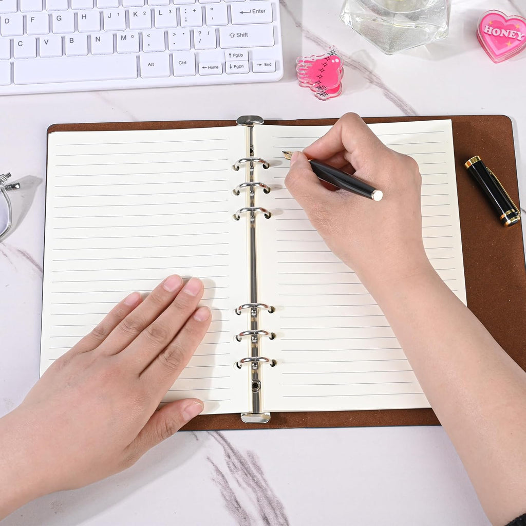 Notebook Refill A5 - Ring Binder Paper 6 Holes - Agenda Refill - Bullet Journal Paper - Refillable Notepad - Writing Paper - Planner Inserts - Office Supplies - School Supplies - Study Notes -Lined Paper - White - [??] Pieces