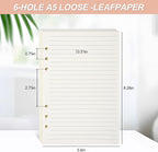 Notebook Refill A5 - Ring Binder Paper 6 Holes - Agenda Refill - Bullet Journal Paper - Refillable Notepad - Writing Paper - Planner Inserts - Office Supplies - School Supplies - Study Notes -Lined Paper - White - [??] Pieces