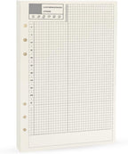 Notebook Refill A5 - Ring Binder Paper 6 Holes - Agenda Refill - Bullet Journal Paper - Refillable Notepad - Writing Paper - Planner Inserts - Office Supplies - School Supplies - Calendar Overview -Weekly planner agenda - white - pack of 5
