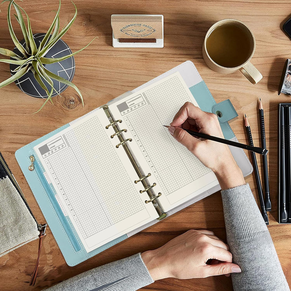 Notebook Refill A5 - Ring Binder Paper 6 Holes - Agenda Refill - Bullet Journal Paper - Refillable Notepad - Writing Paper - Planner Inserts - Office Supplies - School Supplies - Calendar Overview -Weekly planner agenda - white - pack of 5