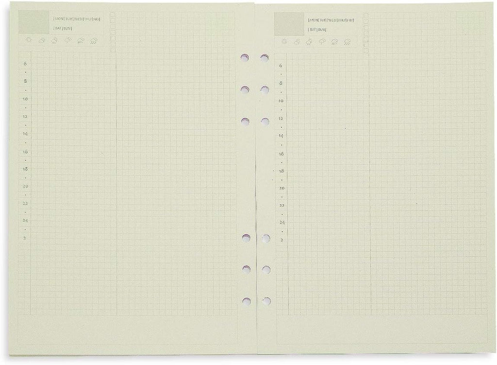 Notebook Refill A5 - Ring Binder Paper 6 Holes - Agenda Refill - Bullet Journal Paper - Refillable Notepad - Writing Paper - Planner Inserts - Office Supplies - School Supplies - Calendar Overview -Weekly planner agenda - white - pack of 5