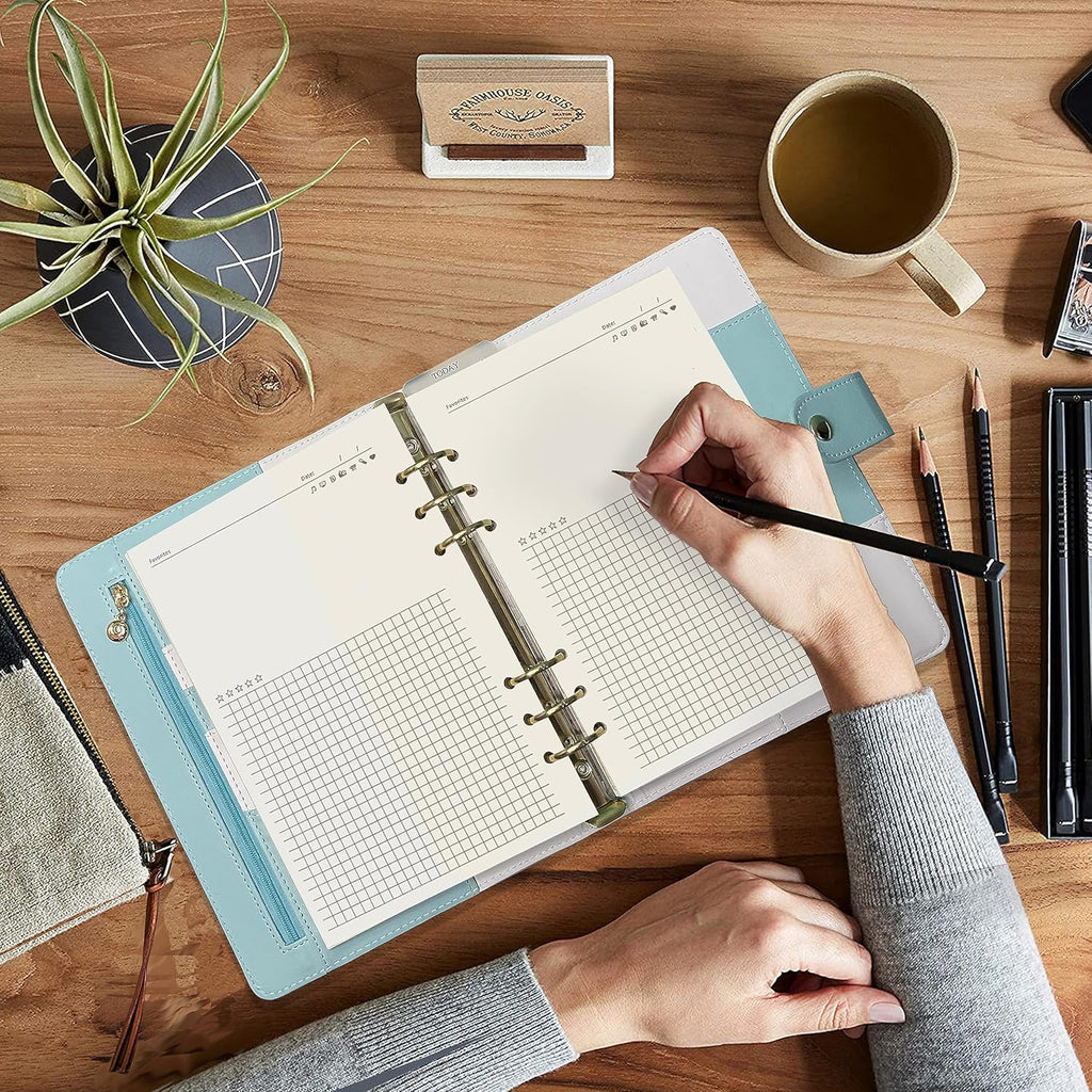 Notebook Refill A5 - Ring Binder Paper 6 Holes - Agenda Refill - Bullet Journal Paper - Refillable Notepad - Writing Paper - Planner Inserts - Office Supplies - School Supplies - Review Page -Favorites List - White - 5 Pieces
