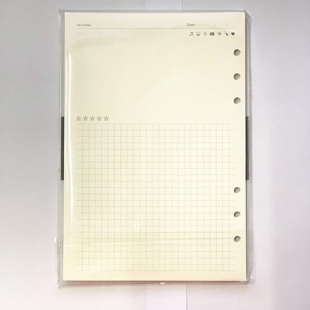 Notebook Refill A5 - Ring Binder Paper 6 Holes - Agenda Refill - Bullet Journal Paper - Refillable Notepad - Writing Paper - Planner Inserts - Office Supplies - School Supplies - Review Page -Favorites List - White - 5 Pieces