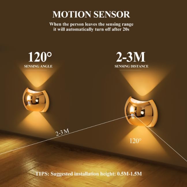Indoor Wall Lamp - Night Light with Motion Sensor - Wireless LED Wall Light - Rechargeable Wall Lamp - Stair Lighting - Closet Lighting - Bedroom Lamp - USB Rechargeable - Magnetic -Warm White Light - Black - 1 Piece