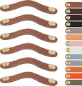 Leather Handles - Furniture Handles - Kitchen Handles - Door Handles - Cabinet Handles - Drawer Knobs - Furniture Hardware - Kitchen Hardware - Handles - Leather - Leather - Kitchen Renovation - Industrial - Brass - Pitch 128mm - Handles - Caramel - Set o