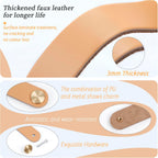 Leather Handles - Furniture Handles - Kitchen Handles - Door Handles - Cabinet Handles - Drawer Knobs - Furniture Hardware - Kitchen Hardware - Handles - Leather - Leather - Kitchen Renovation - Scandinavian - Brass - Pitch 128mm - Handles - Beige - Set o