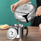 Deep fryer - Tempura pan - 20 cm - Stainless steel pan - Kitchen accessories - Japanese deep fryer - Induction deep fryer - Deep fryer - Cooking pot - Stainless steel pan - Small deep fryer - Kitchen utensils - Household - Silver - 1 piece