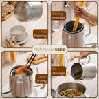Deep fryer with basket - Stainless steel deep fryer - Kitchen accessories - Oil pan - Induction pan - Deep fryer - Pasta pan - Kitchen utensils - Stainless steel pot - Mini deep fryer - Cooking accessories - Deep fryer - Oil can - Kitchen utensils - 2.0L