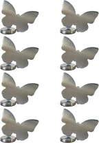Tablecloth clips - Tablecloth weights - Magnetic clips - Tablecloth holder - Garden accessories - Picnic accessories - Windstopper tablecloth - Table accessories - Outdoor dining - Magnetic weight - Butterfly design - Silver - 8 pieces