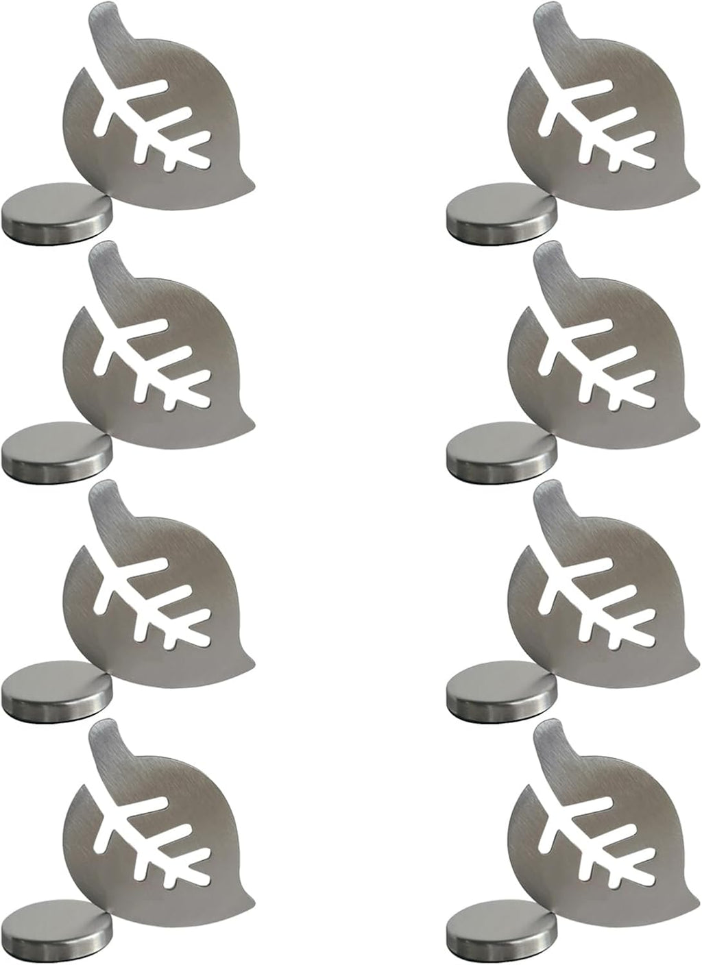 Tablecloth clips - Tablecloth weights - Magnetic clips - Tablecloth holder - Garden accessories - Picnic accessories - Windstopper tablecloth - Table accessories - Outdoor dining - Magnetic weight - Leaf design - Silver - 8 pieces