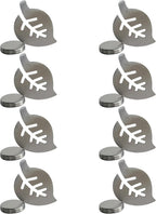 Tablecloth clips - Tablecloth weights - Magnetic clips - Tablecloth holder - Garden accessories - Picnic accessories - Windstopper tablecloth - Table accessories - Outdoor dining - Magnetic weight - Leaf design - Silver - 8 pieces