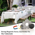 Tablecloth clips - Tablecloth weights - Magnetic clips - Tablecloth holder - Garden accessories - Picnic accessories - Windstopper tablecloth - Table accessories - Outdoor dining - Magnetic weight - Leaf design - Silver - 8 pieces