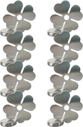 Tablecloth clips - Tablecloth weights - Magnetic clips - Tablecloth holder - Garden accessories - Picnic accessories - Windstopper tablecloth - Table accessories - Outdoor dining - Magnetic weight - Clover design - Silver - 8 pieces