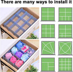 Drawer dividers - Drawer organizer - Storage system - Adjustable drawer divider - Desk organizer - Kitchen drawer organizer - Make-up organizer - Wardrobe organizer - Drawer division - Sock organizer - Underwear organizer - 2mm - 47x7cm - Blue - 8 pieces