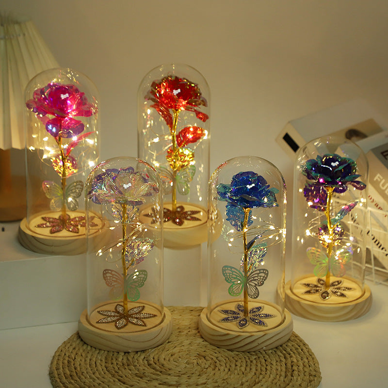 White & Silver Butterfly Flower Lamp - Decorative LED Table Lamp for Home Ambiance