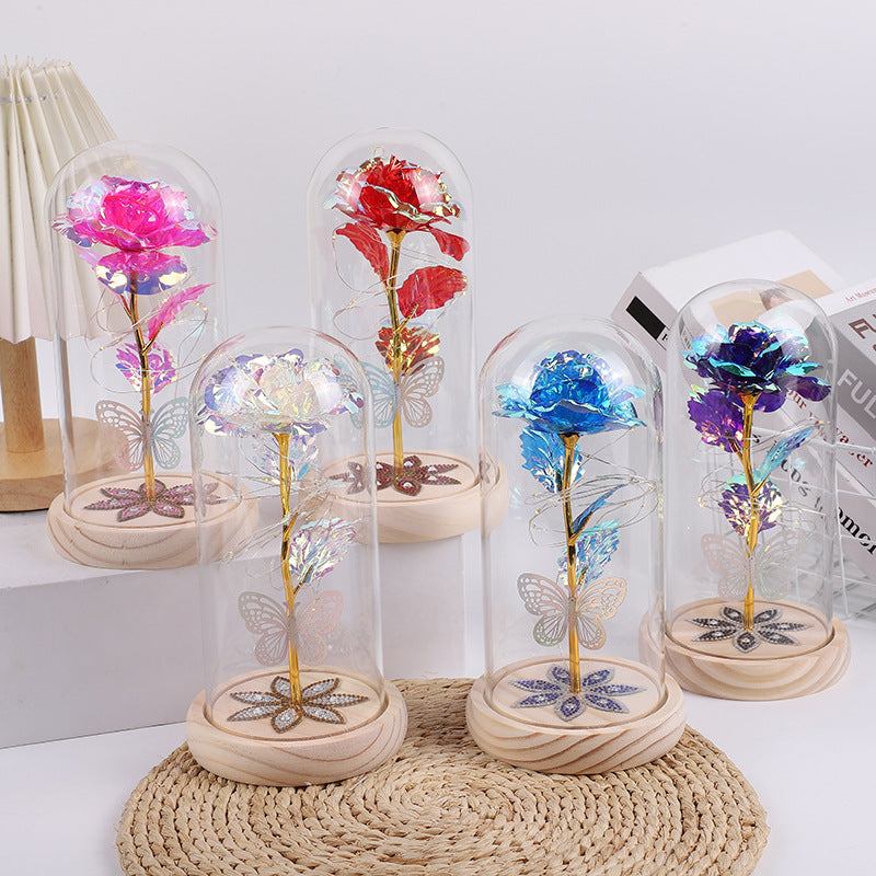 White & Silver Butterfly Flower Lamp - Decorative LED Table Lamp for Home Ambiance
