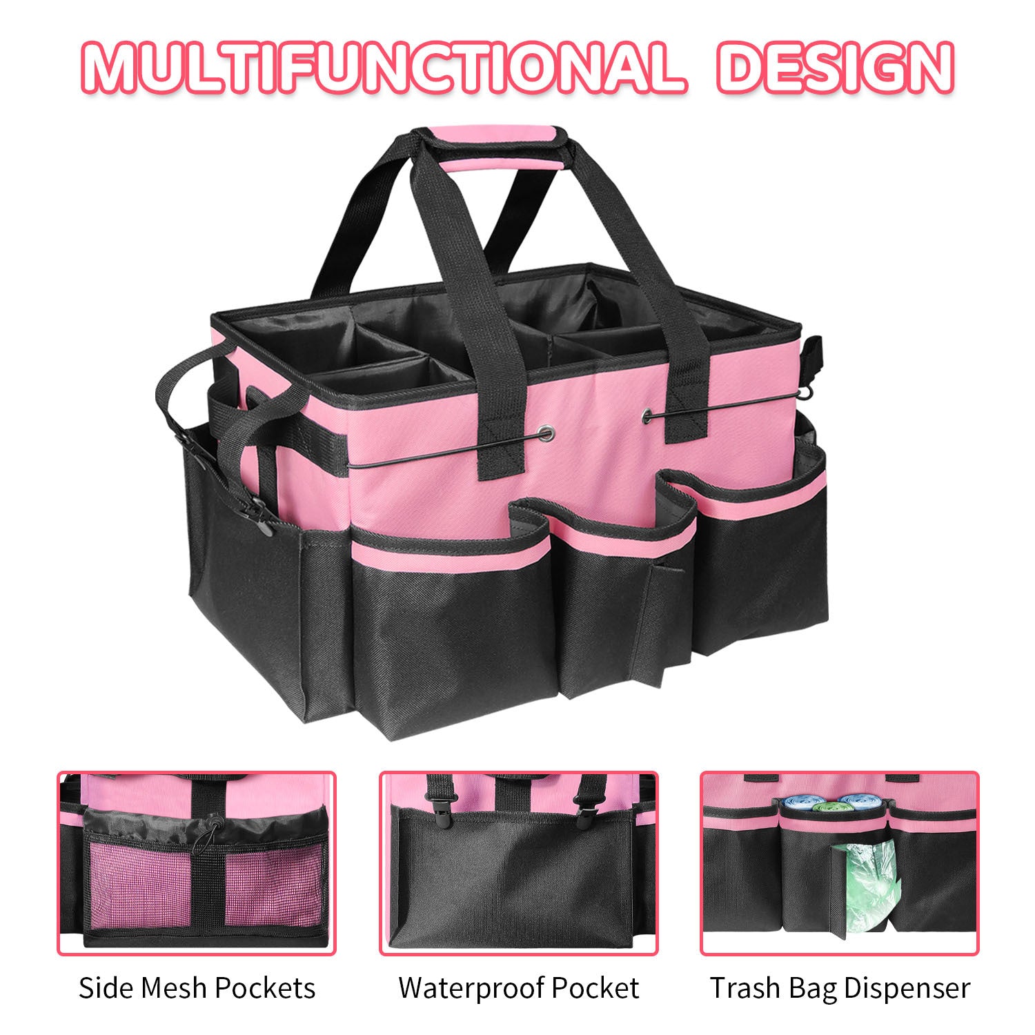 Gray Cleaning Kit - Multi-Purpose Cleaning Supplies Organizer Bag