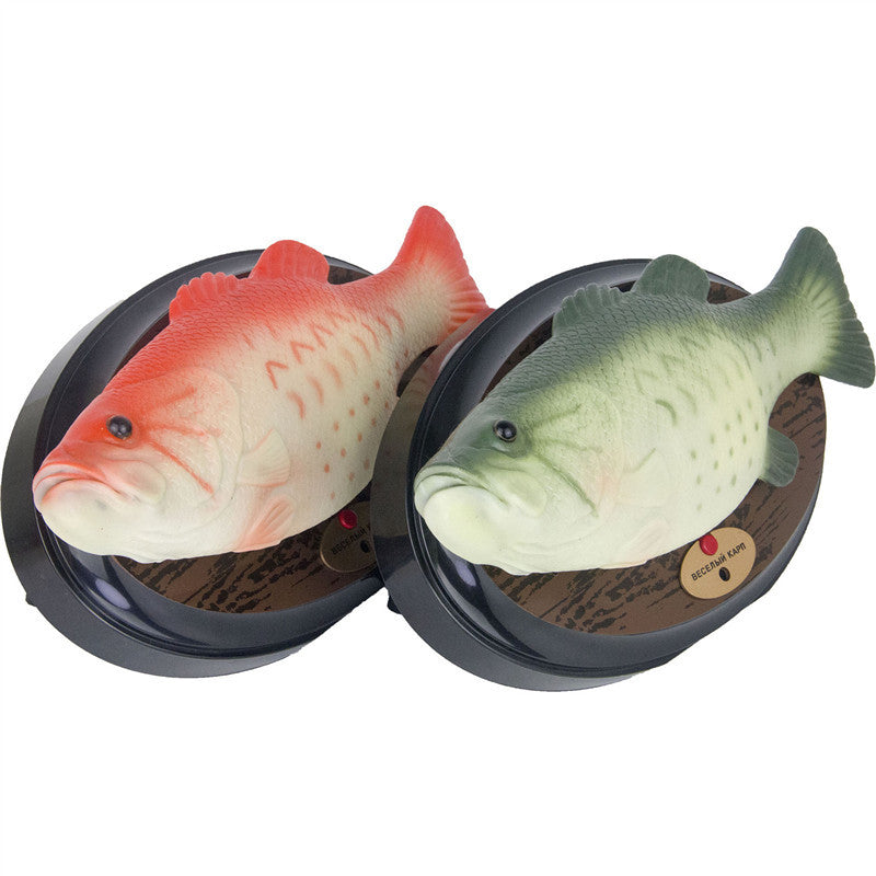 Singing Fish Decoration - Green with Square Base