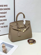2025- Euro-american Elegant Crocodile Leather  Handbag Bag - Birkin 35,elephant gray,palladium Hardware