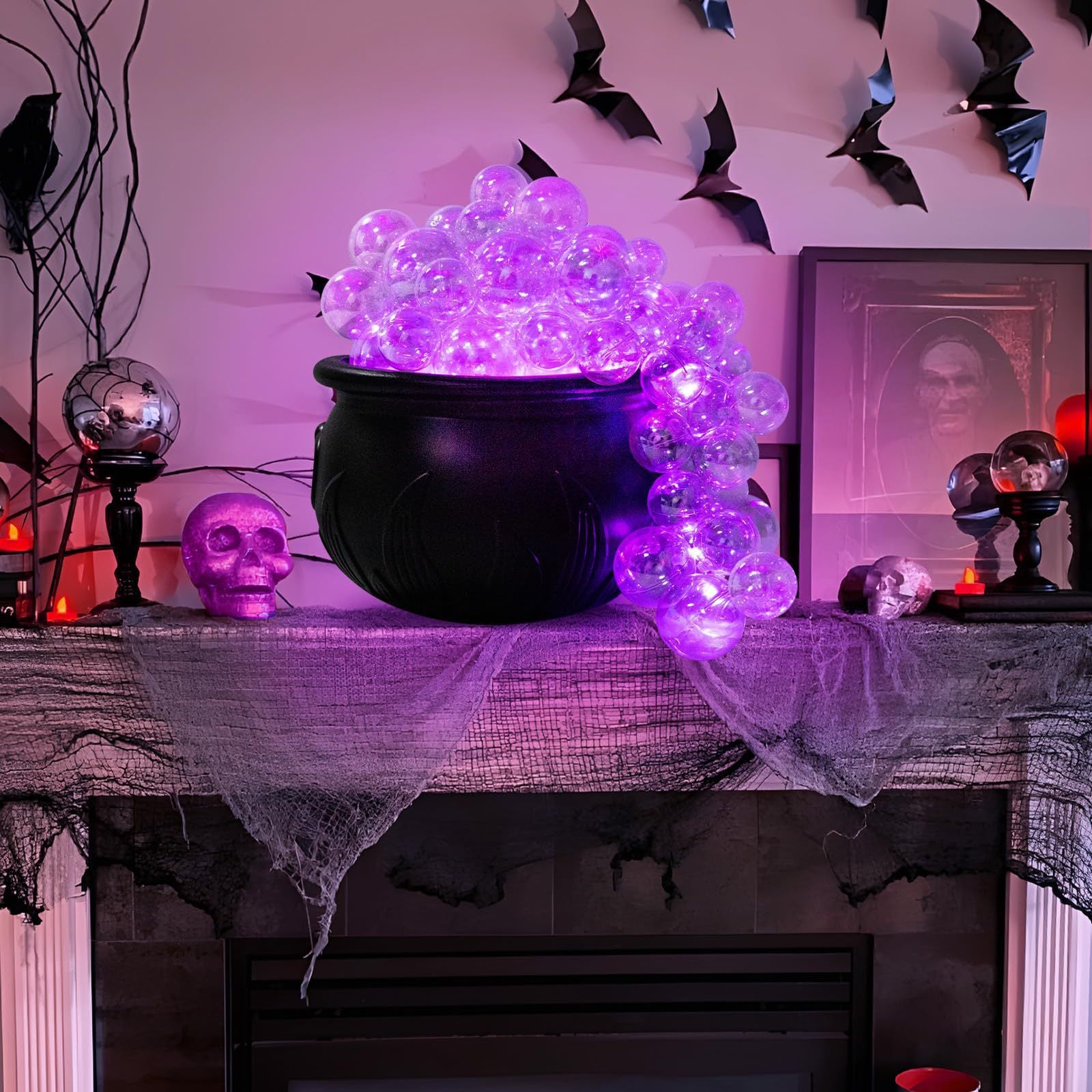 1 pc purple bubble, Witch Jar candy jar, Witch bucket black plastic, retro party table decoration