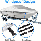 Trailerable Boat Cover – Heavy Duty Waterproof Tarp with Storage Bag, Designed for V-Hull, Fish & Ski, Runabout, Bass & Fishing Boats,16-18FTBlack