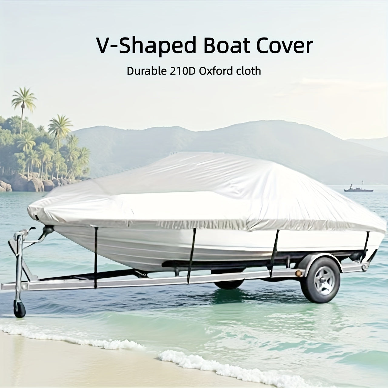 Trailerable Boat Cover – Heavy Duty Waterproof Tarp with Storage Bag, Designed for V-Hull, Fish & Ski, Runabout, Bass & Fishing Boats,17-20FTBlack