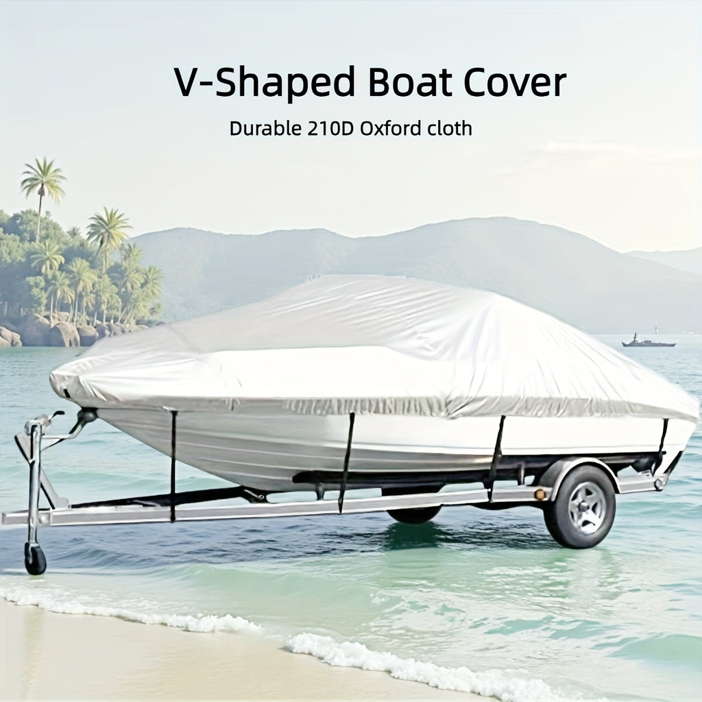 Trailerable Boat Cover – Heavy Duty Waterproof Tarp with Storage Bag, Designed for V-Hull, Fish & Ski, Runabout, Bass & Fishing Boats,21-24FTBlack