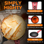 Electric Crepe Maker, 8-Inch Portable Nonstick Crepe Machine with Handle, Compact Household Pancake & Tortilla Maker for Eggs, Crepes, Blintzes, and Wraps