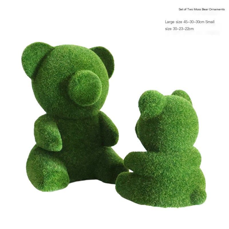 SimulatedTwo-PieceMossBearOrnamentSet