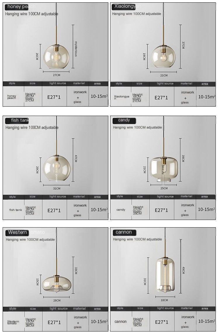 Transparent Candy Jar Pendant Light for Dining Room - Without Light Source