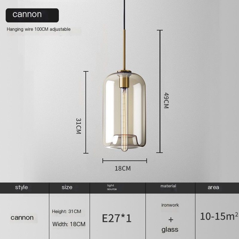 Transparent Cannon Pendant Light for Dining Room - Without Light Source