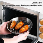 Baking tray for air fryer - Air fryer baking pan - Air fryer accessories - Baking tray with rack - Made of 304 stainless steel - 25 cm