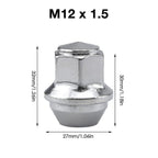 Aluminum Wheel Nuts. M12 X 1.5 Conical 19mm Hex Replacement for Ford Alloy Wheels (Silver)