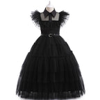 Girls' dress cosplay Wednesday Brigitte princess dress lace details puff sleeves children Skirt + belt 110